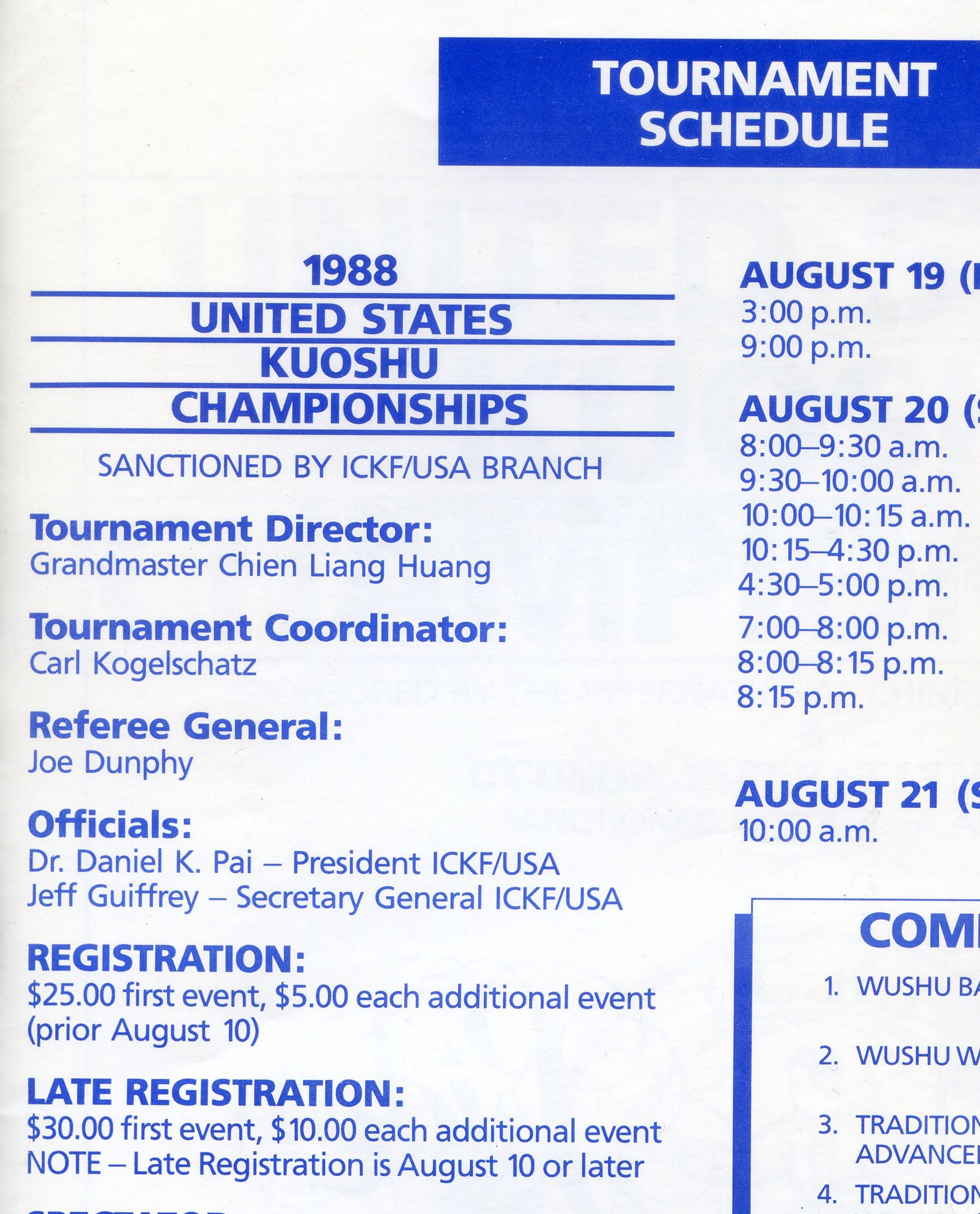  Pai was connected to the Koushu Federation Republic of China for a few years.  He was the promoter and host for one of theri tournament they had every 2 years. 
